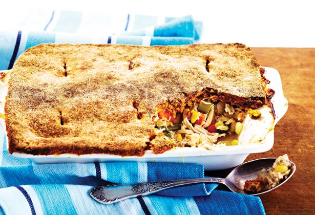 Turkey Pot Pie with Pumpkin Crust