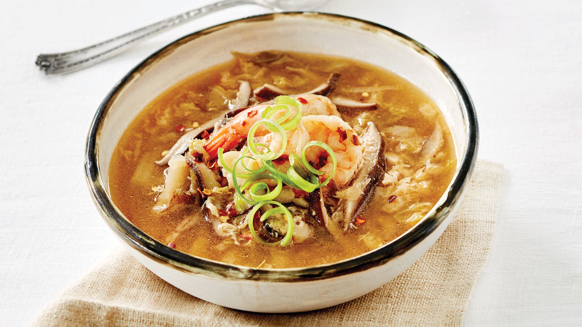 Egg Drop Soup with Shiitake Mushrooms and Shrimp