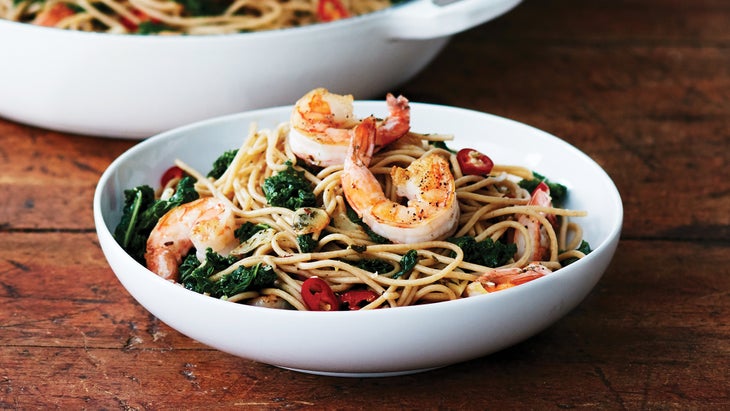 Garlic Shrimp Spaghetti with Buttery Kale 67 web None