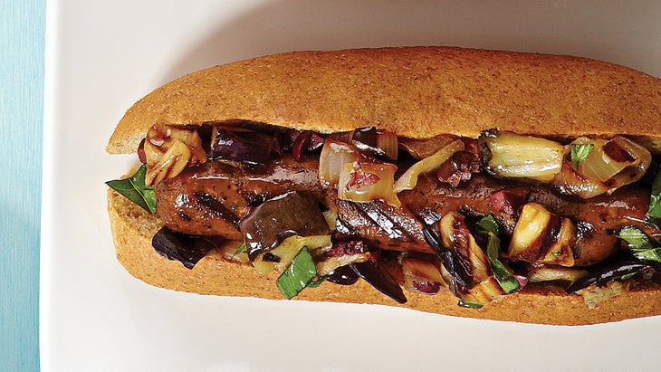Chicken Sausages with Eggplant Caponata Chicken Sausages with Eggplant Caponata