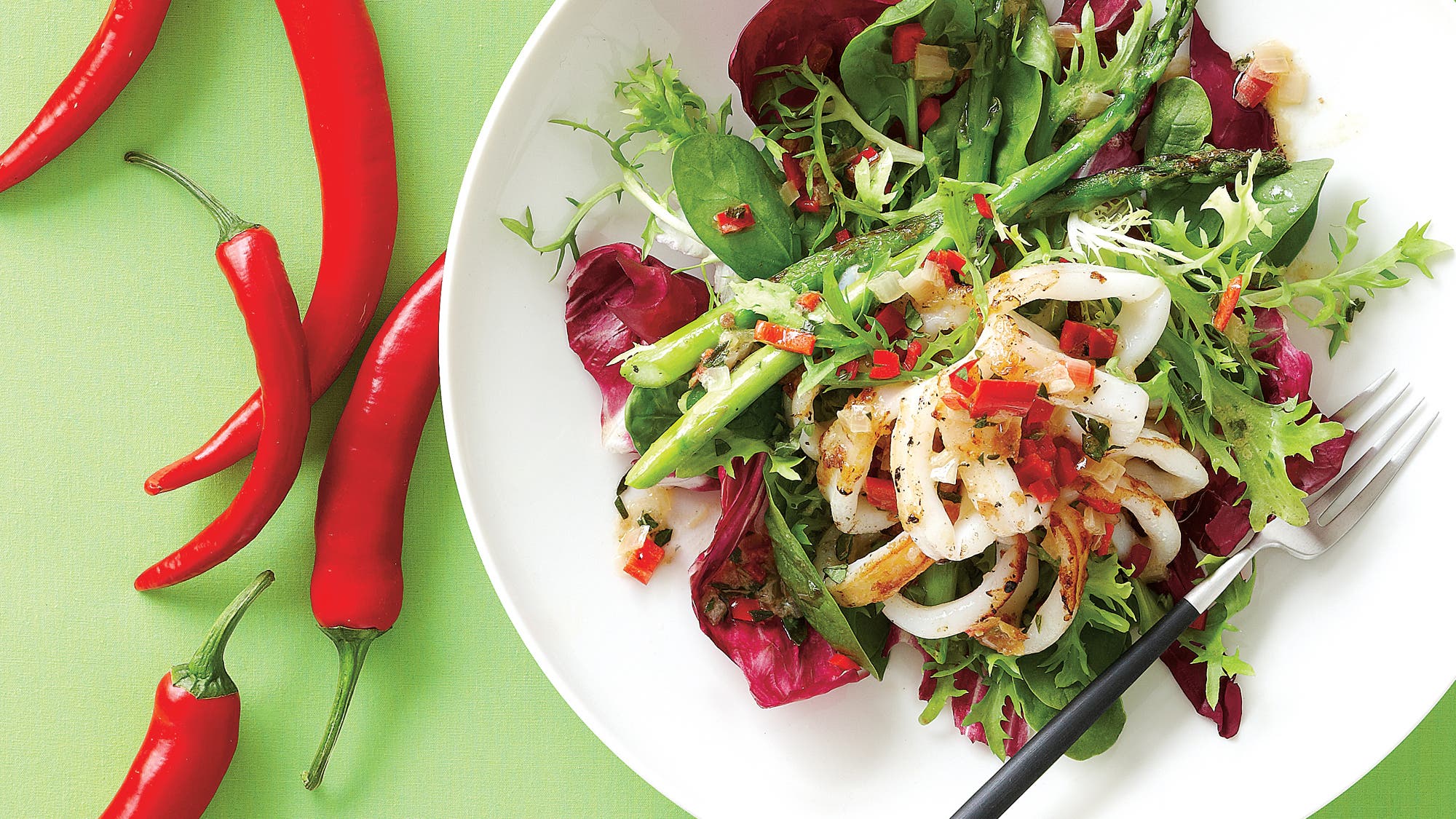 Grilled Calamari Salad with Red Chile Vinaigrette Grilled Calamari Salad with Red Chile Vinaigrette