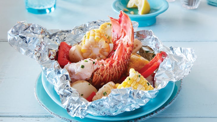 Lobster Tail Foil Packs WITH LEMON CHIVE BUTTER Grilled lobster tail recipe