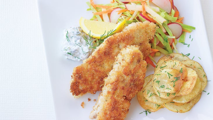 Sauteed Fish Sticks with Chips and Slaw Fish sticks recipe