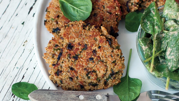 California Salmon Patties with Spinach and Creamy Tomato Vinaigrette Healthy salmon burger recipe