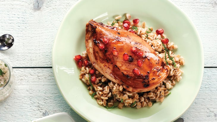 Lime Pomegranate Chicken Breasts with Herbed Farro Lime Pomegranate Chicken Breasts with Herbed Farro Recipe