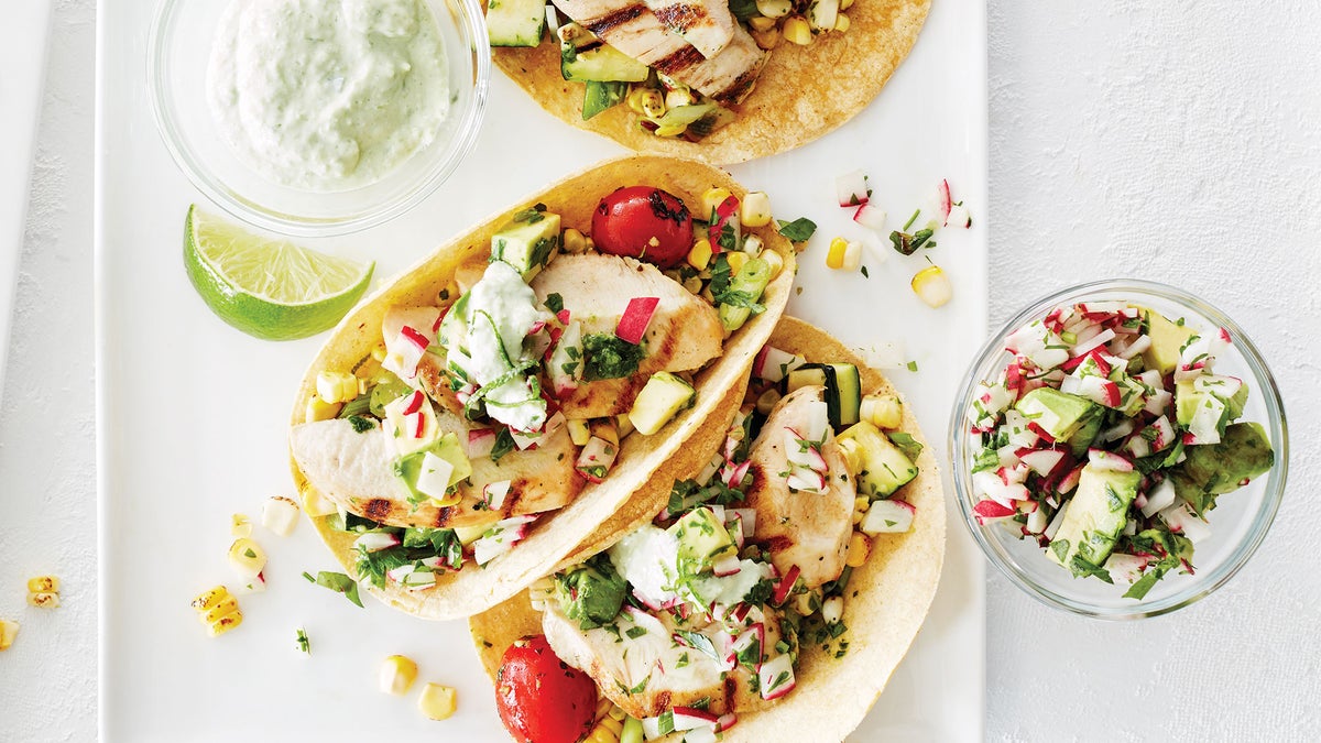 Grilled Chicken Tacos with Jalapeño Lime Crema | Clean Taco Recipes