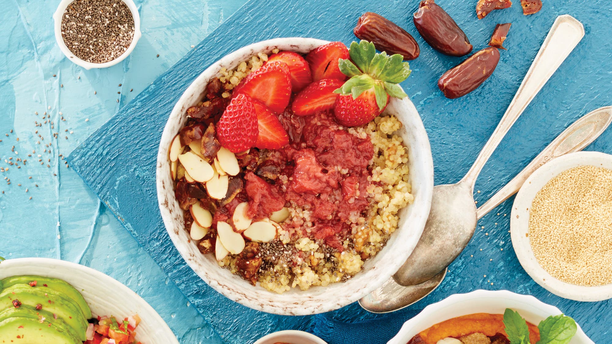 Peanut Butter & Warm Strawberry Jam Quinoa Bowl recipe