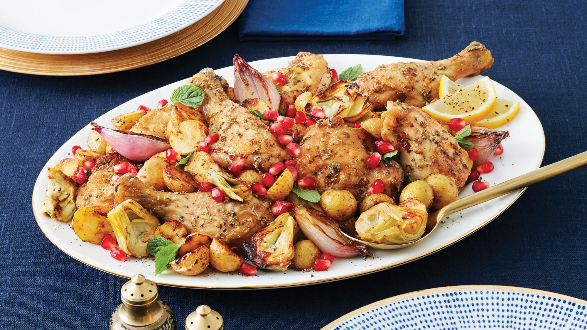 Roasted Lemon Chicken with Potatoes & Artichokes recipe