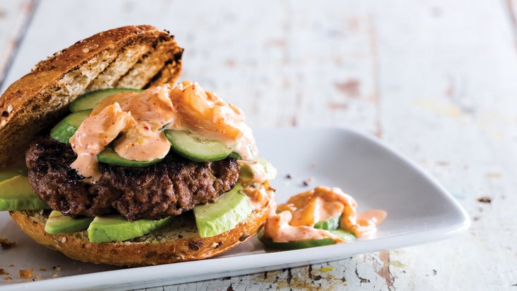 Kimchi Beef Burgers Korean spiced hamburger recipe
