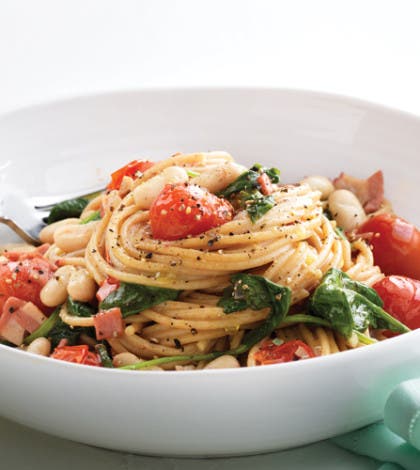 Summertime Carbonara with Tomatoes, Bacon & Beans image None