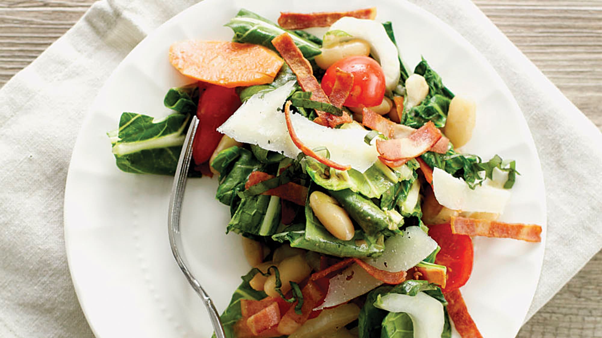 Turkey Bacon Bok Choy Salad with Parmesan Dressing