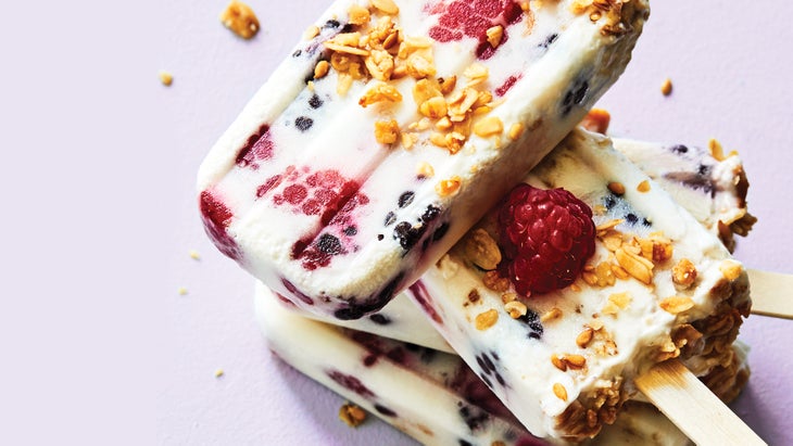 Yogurt Parfait Pops with Granola & Berries recipe