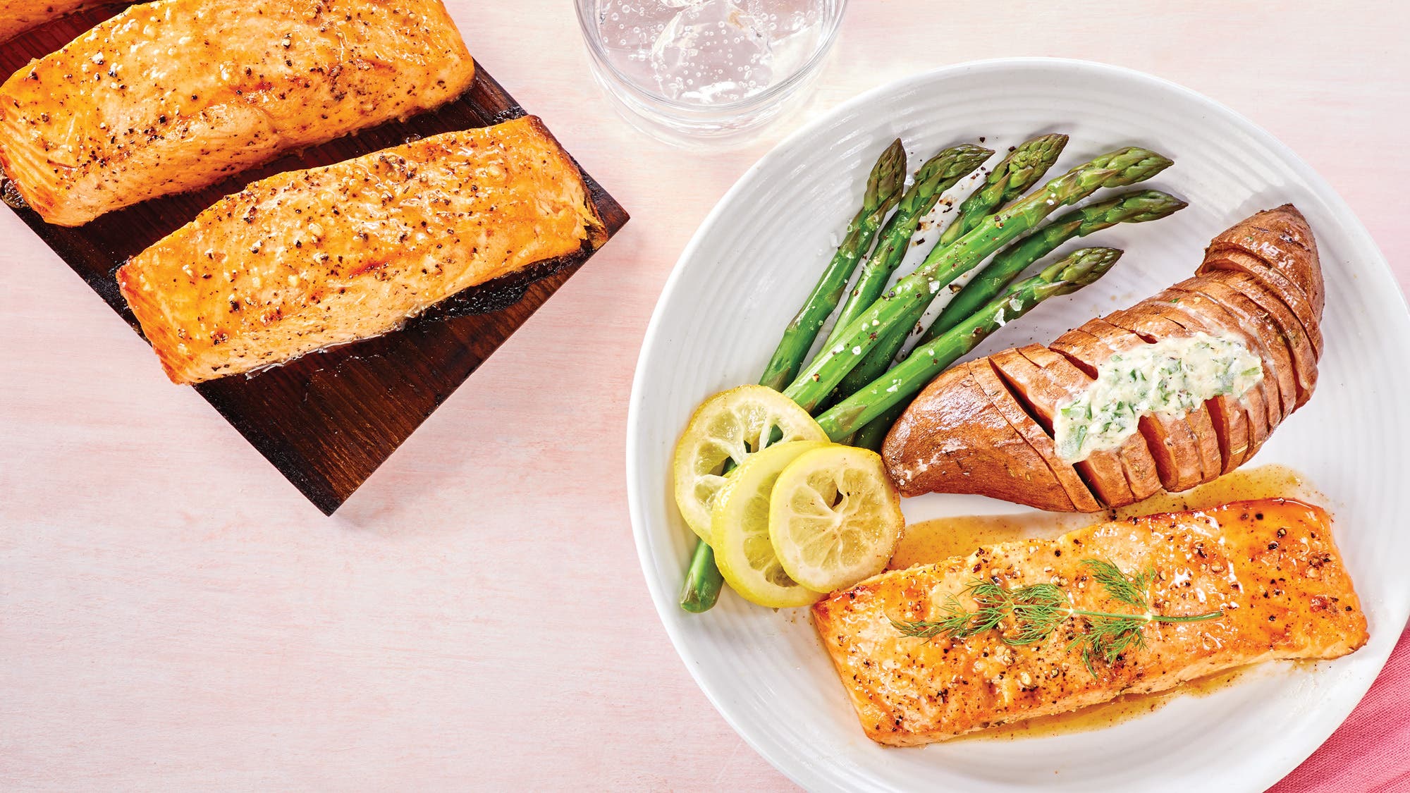 Cedar-Plank-Maple-Dijon-Salmon-with-Hasselback-Sweet-Potatoes_80-web Cedar Plank Maple Dijon Salmon with Hasselback Sweet Potatoes recipe