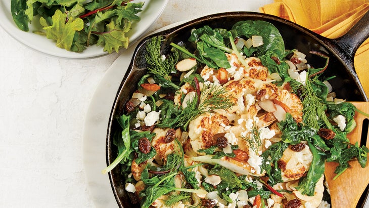 Balsamic Greens with Cauliflower Steaks_82 Balsamic Greens with Cauliflower Steaks recipe