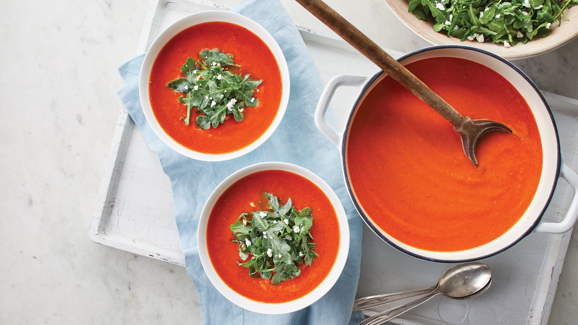 Tomato-Thyme-Soup-with-Arugula-Topping-75-web Tomato Thyme Soup with Arugula Topping recipe