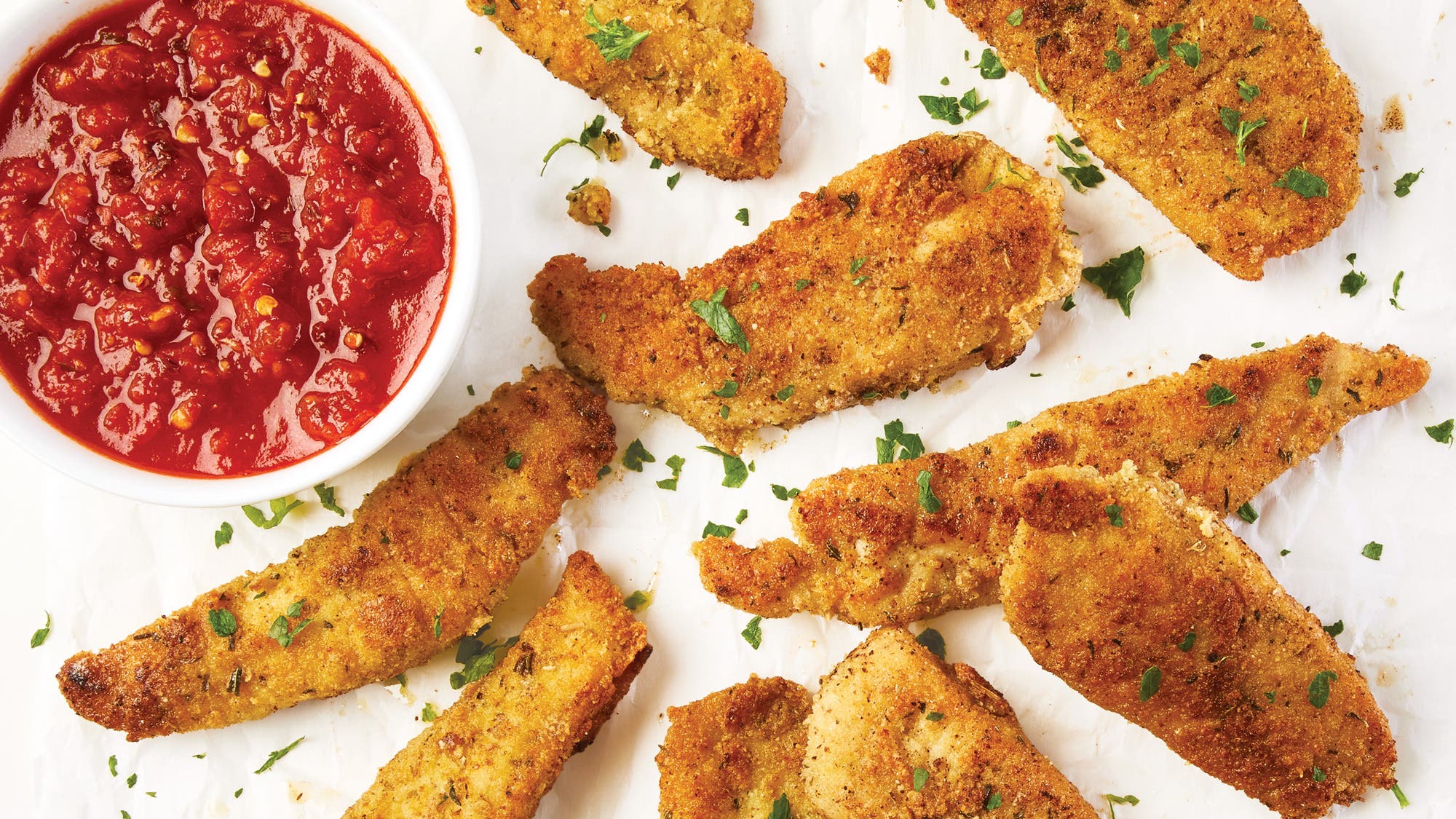 Breaded Chicken Strips with Spicy Marinara recipe