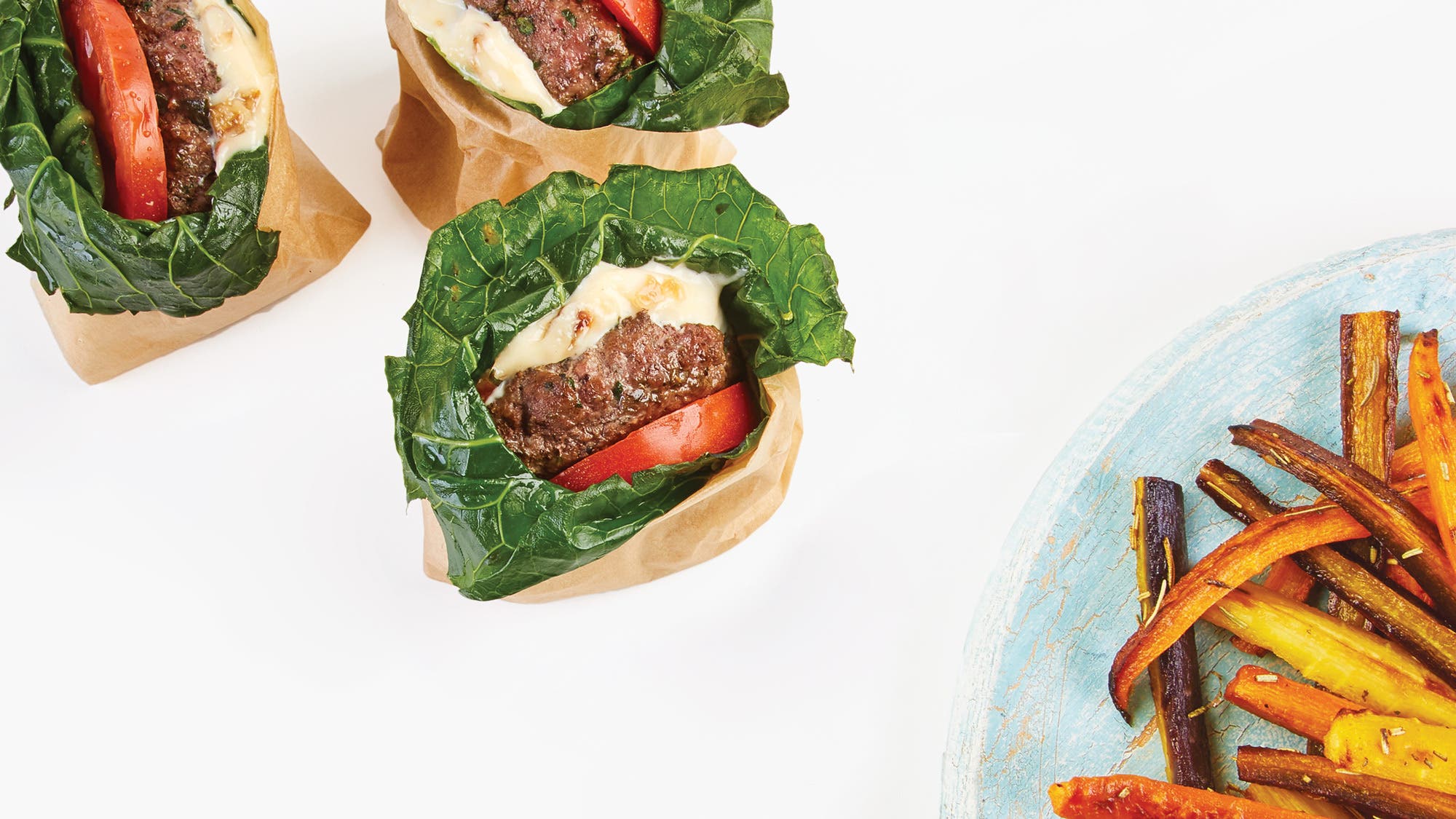 Herbed Bison Burgers with Roasted Garlic Mayo & Carrot Fries recipe