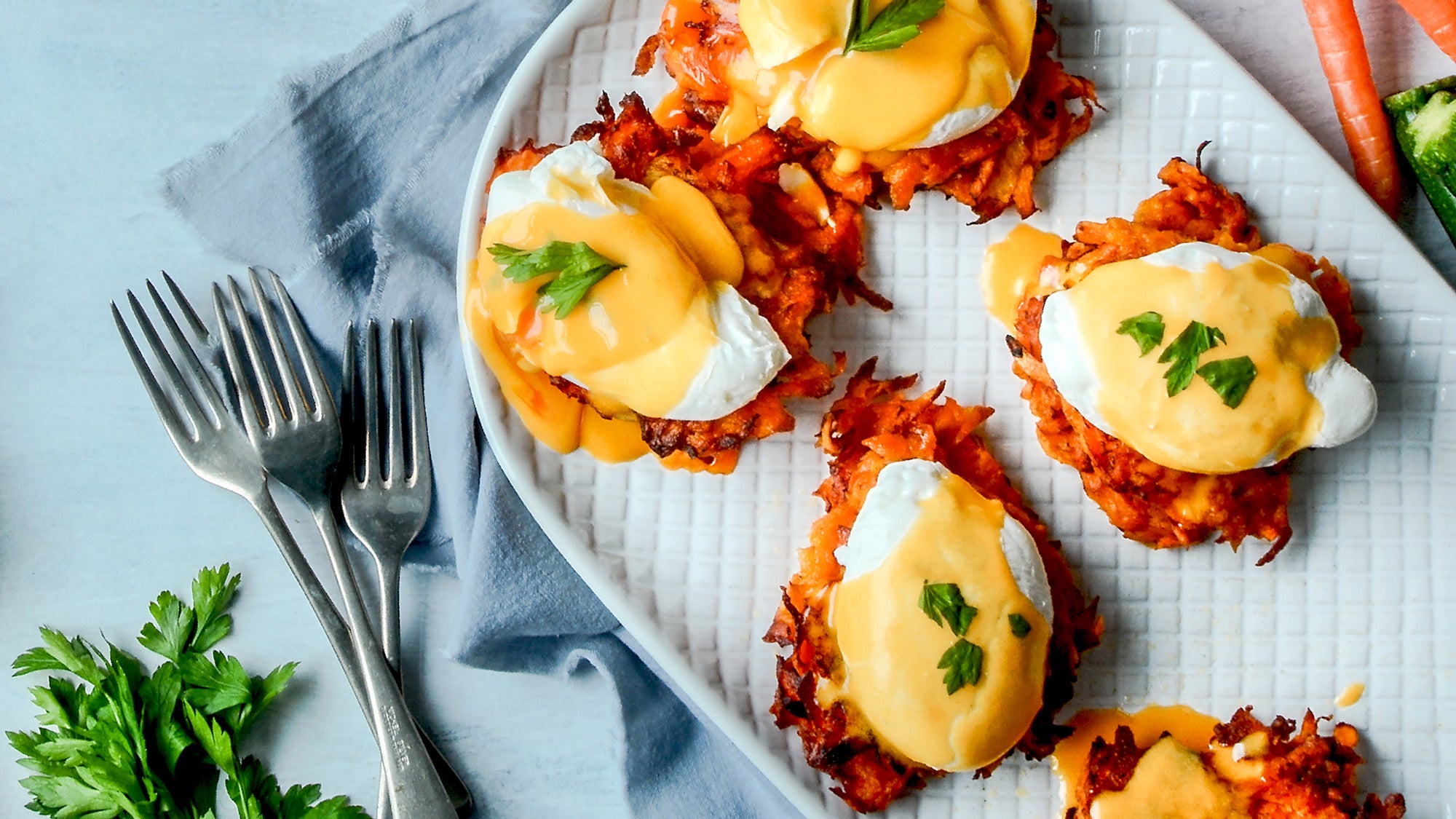 No-Muffin Eggs Benny with Ghee Hollandaise recipe