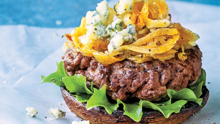 Caramelized-Onion-&-Blue-Cheese-Burgers_86-web Caramelized Onion & Blue Cheese Burgers recipe