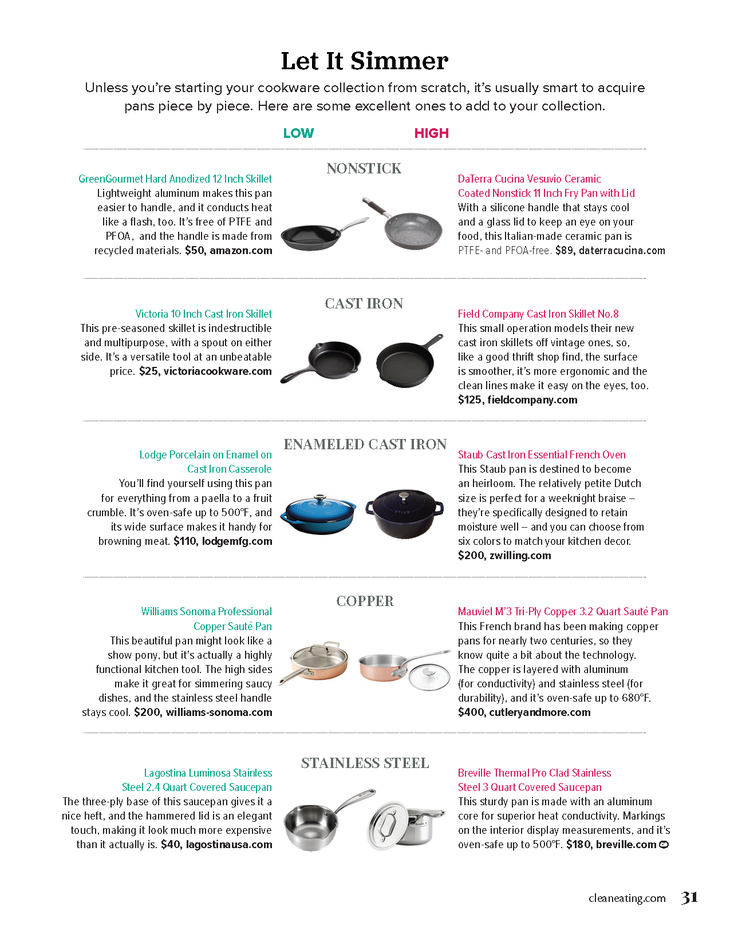 Cookware chart - Let it Simmer Know your Cookware