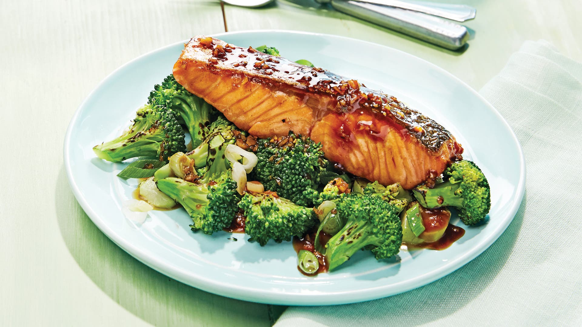Roasted Salmon Teriyaki with Broccoli