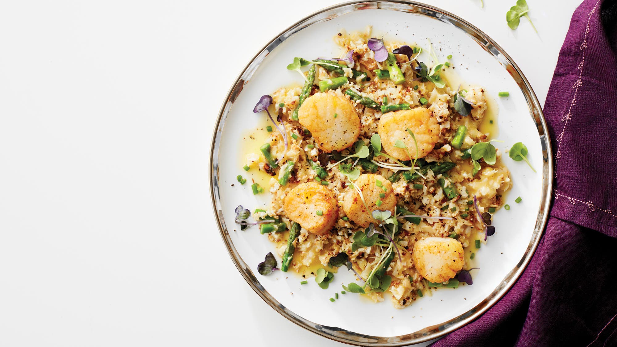 Cauliflower Risotto with Seared Scallops recipe