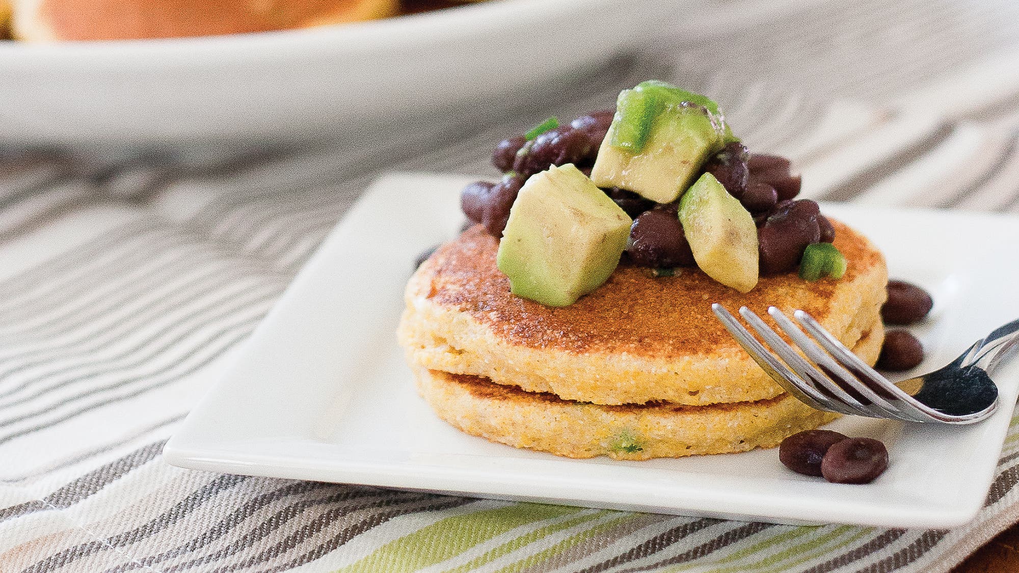 Grilled Jalapeño Corn Cakes with Black Bean and Avocado Relish 43 web Jalapeno Corn Cakes with Black Bean and Avocado Relish