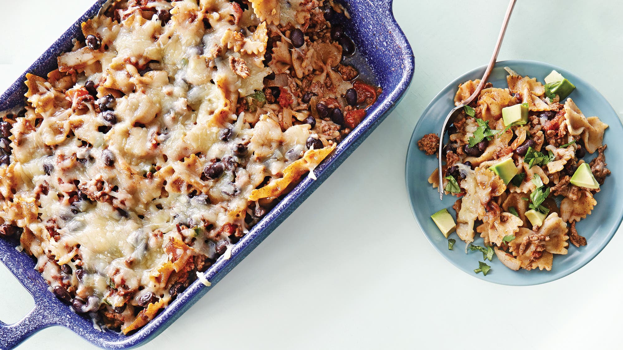 Mexican Chile Beef & Farfalle Bake