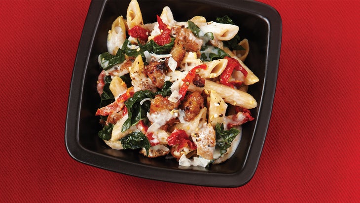 Baked Ziti with Creamy Kale & Sausage Low carb pasta dinner recipe