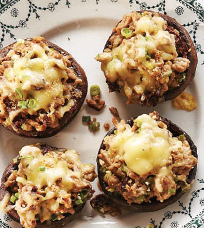 Grilled Turkey & Sun-Dried Tomato Stuffed Mushrooms