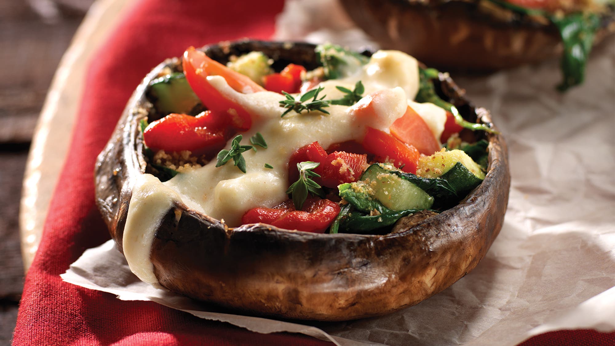 Stuffed Mushrooms Alfredo with Zucchini and Spinach