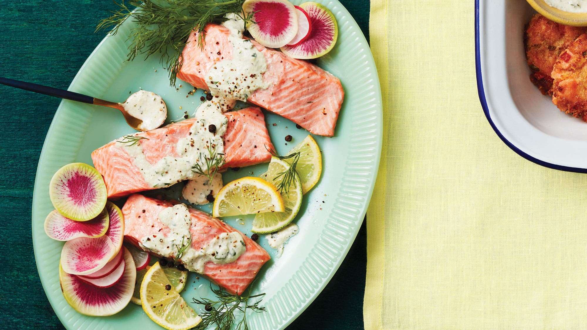 Citrus-Poached-Salmon_90-web Citrus Poached Salmon with Herb Sauce recipe