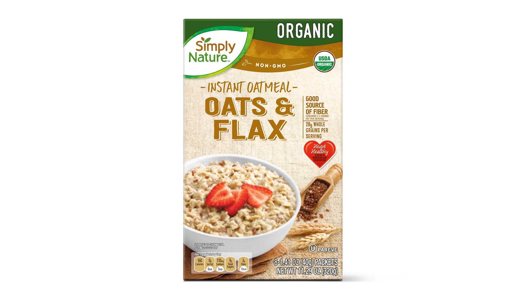ALDI-exclusive Simply Nature Organic Instant Oatmeal in Oats & Flax