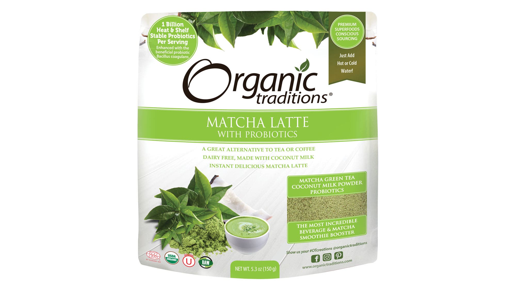 Organic Traditions Matcha Latte with Probiotics