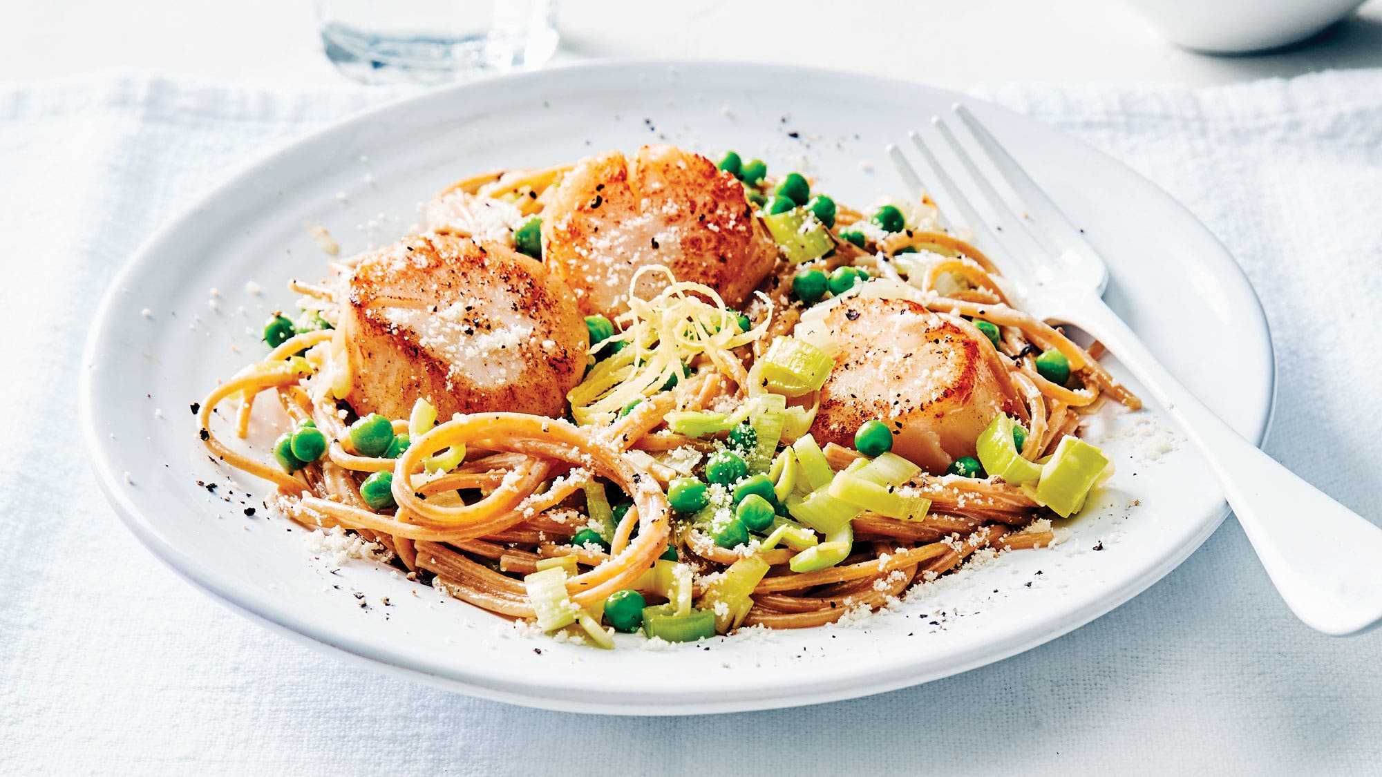 Easiest-Ever Carbonara with Scallops & Peas recipe
