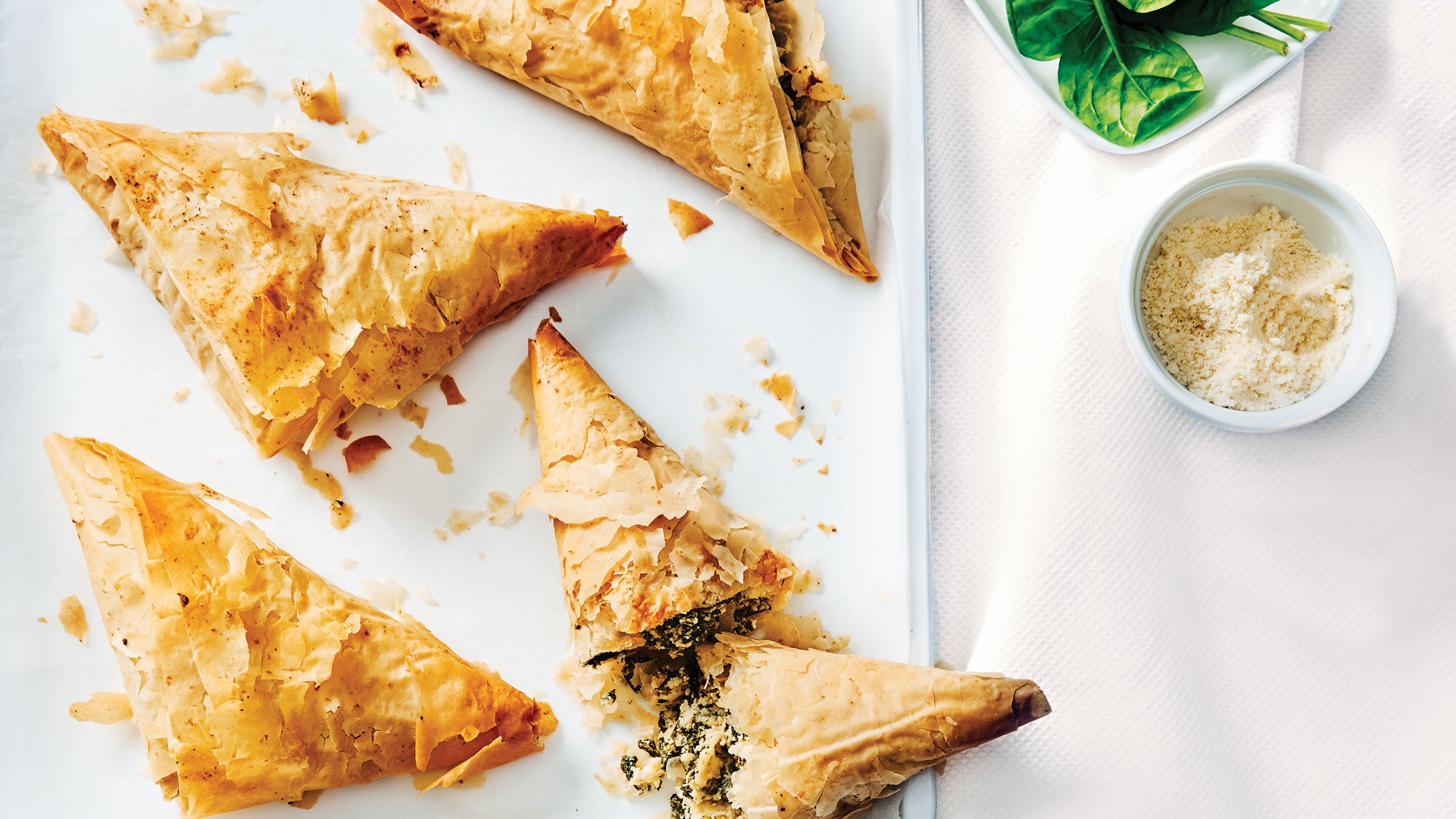 Three-Cheese Spinach Turnovers recipe