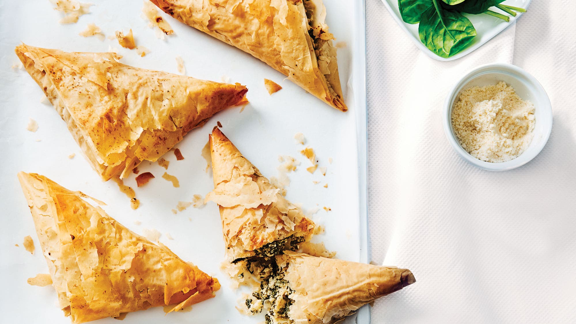 Three-Cheese Spinach Turnovers recipe
