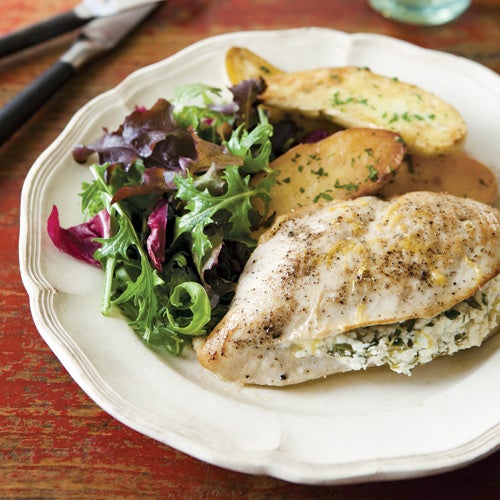 Chicken Breasts Stuffed with Goat Cheese Chicken Breasts Stuffed with Goat Cheese - Forego the basic salt-and-pepper oven-baked white meat. These chicken breast recipes will have you falling in love with this bird all over again.