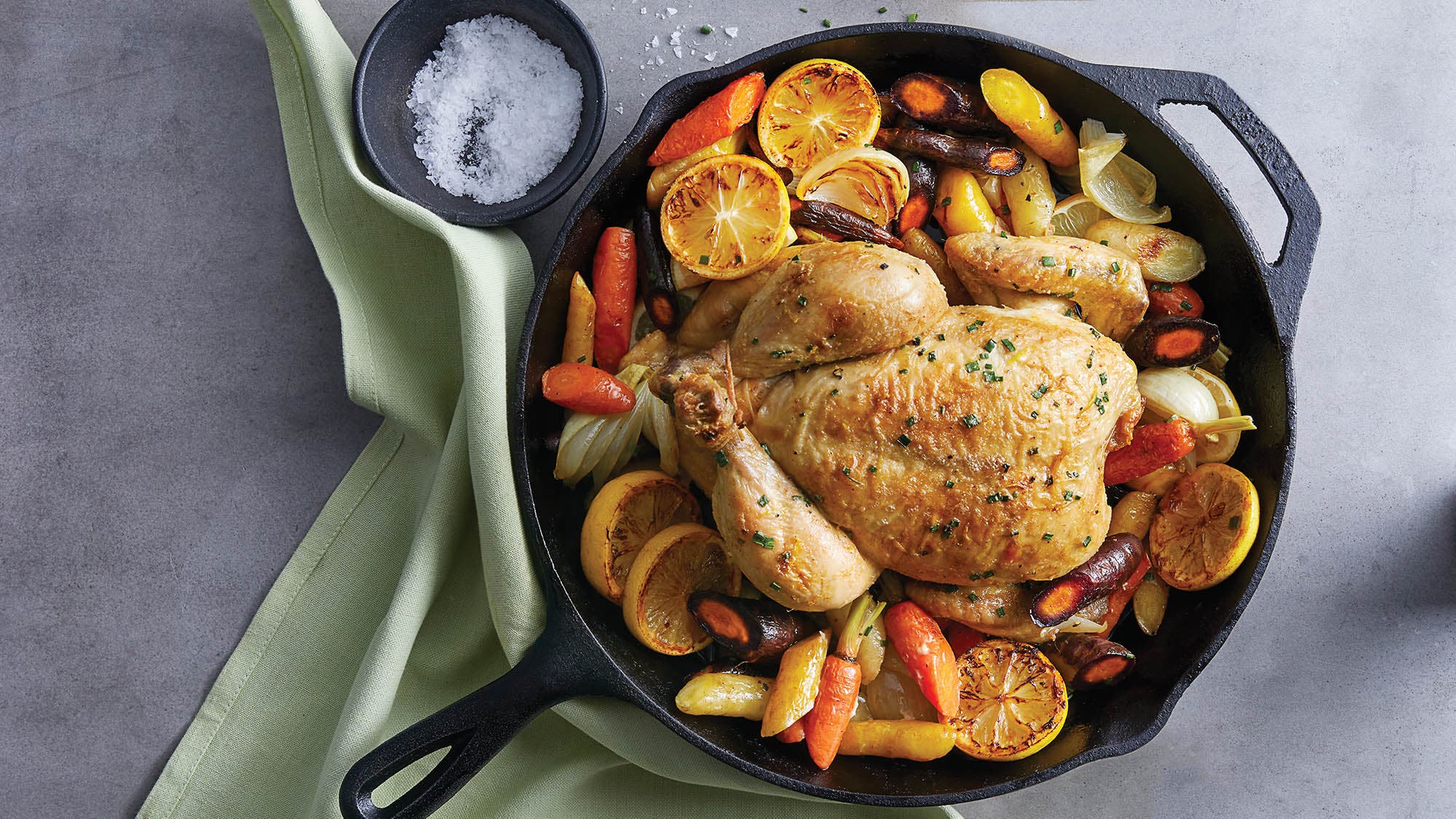 Skillet-Roasted-Chicken_91 Skillet-Roasted Chicken with Chive Butter & Rainbow Carrots recipe