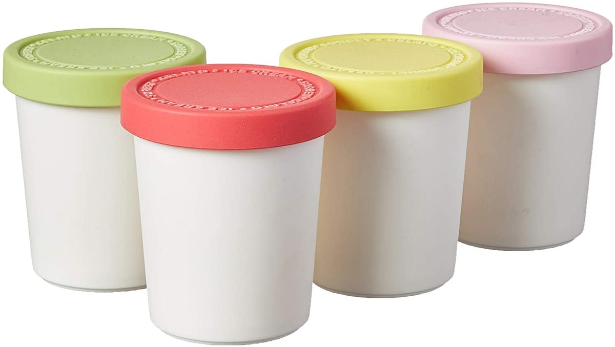 Uiifan 4 Pcs 1 Qt Ice Cream Containers for Homemade Ice Cream Reusable Ice  Cream Storage Containers with Silicone Lids for Freezer, Freezer Containers