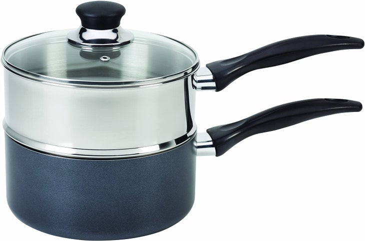 Farberware Stainless Double boiler Q15C w/tempered glass lid GUC