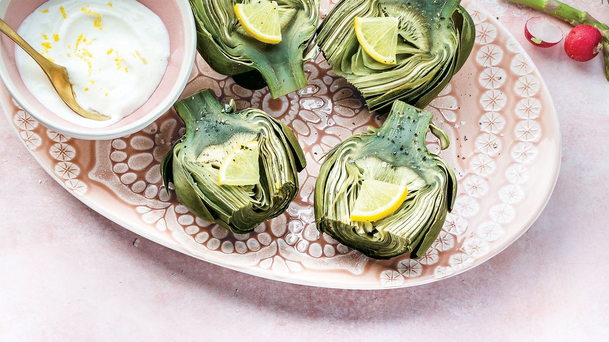 Artichokes with Lemon Yogurt Dip Recipe