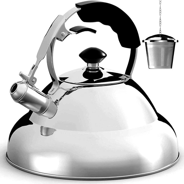 Mr. Coffee Carterton Stainless Steel Whistling Tea 1.5-Quart stay cool  handle