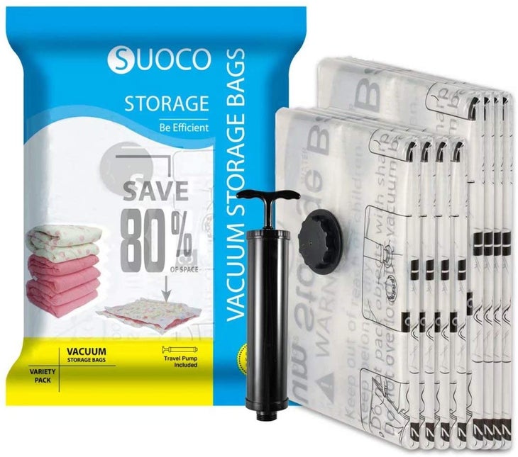 SUOCO Vacuum Storage Bags (8 Small), Space Saver Bags for Clothes, Pillows