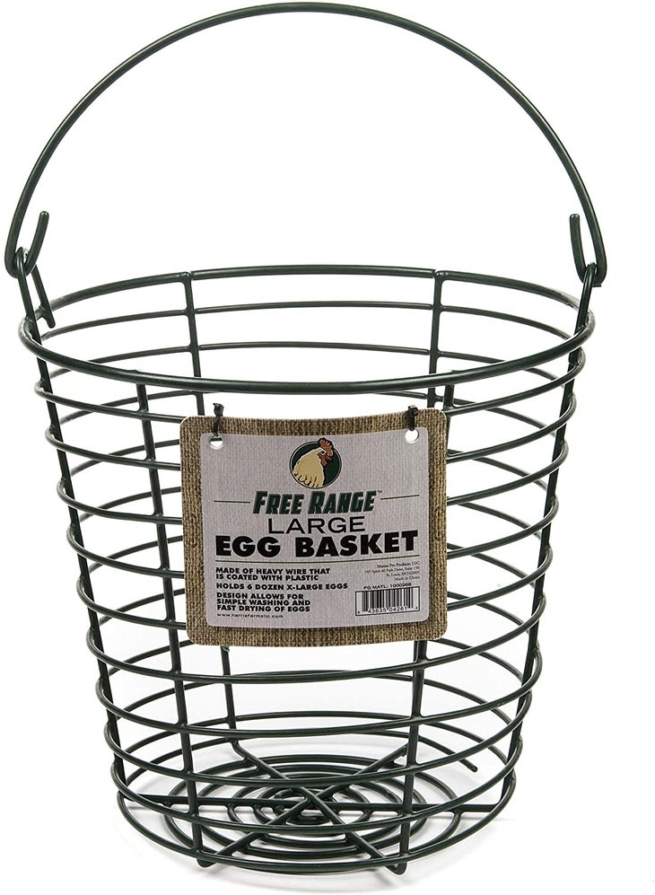 Blue Plastic Coated Wire Egg Basket for Collecting Chicken Eggs