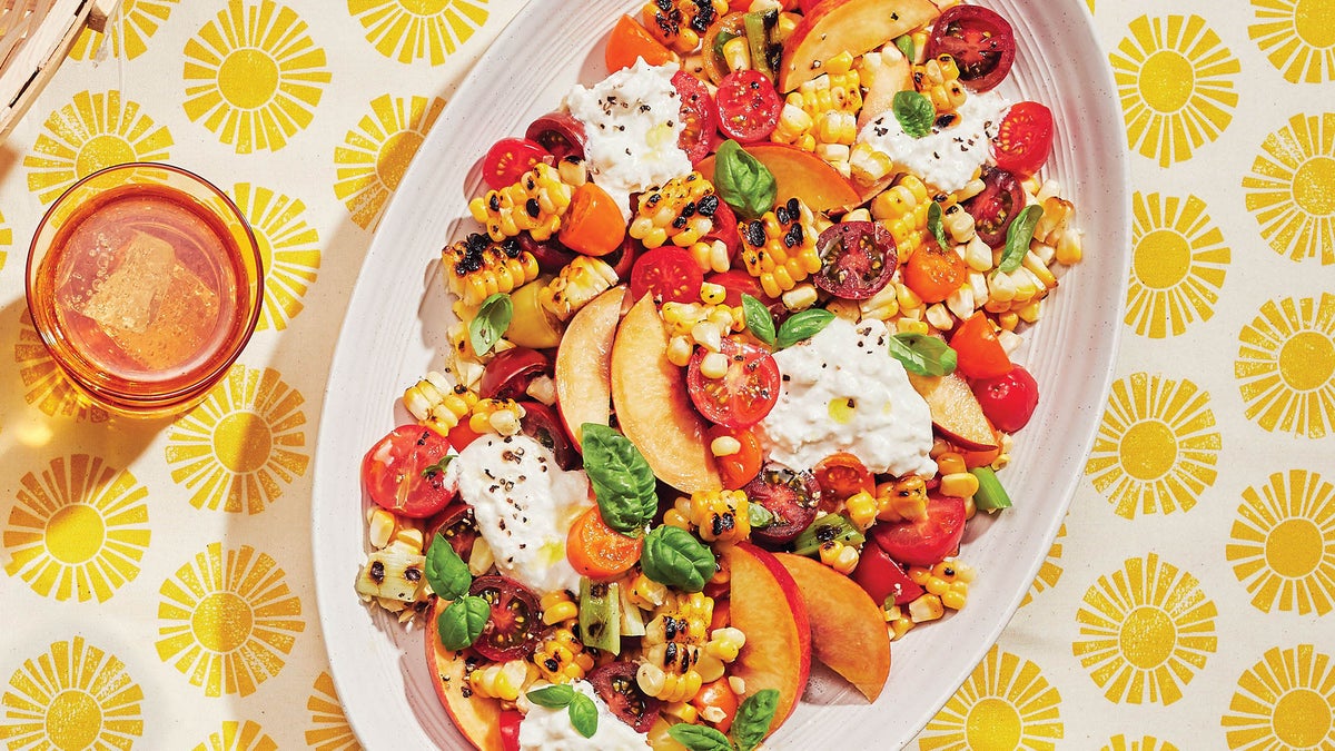 Grilled Corn, Nectarine & Burrata Salad