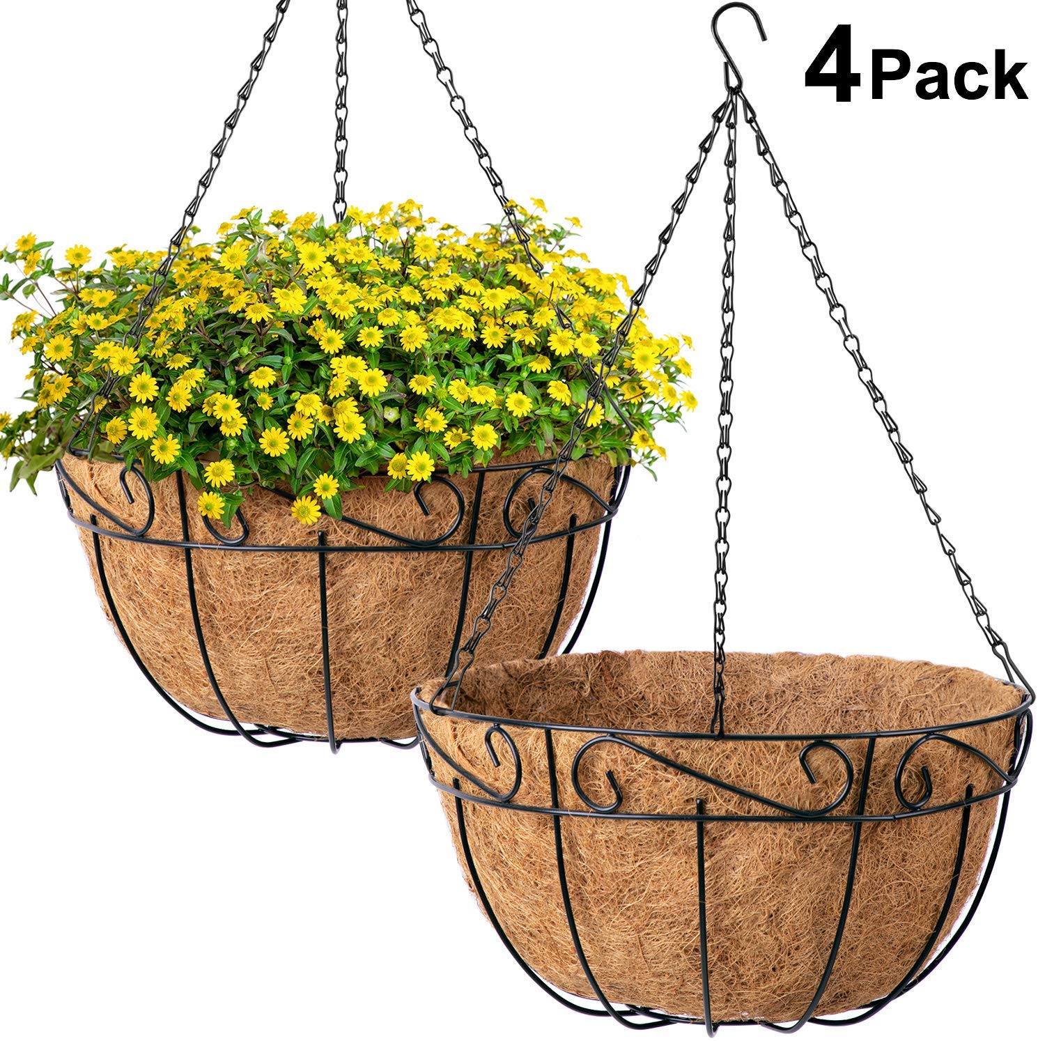 Keter resin rattan set of outlet 2 round hanging planter baskets