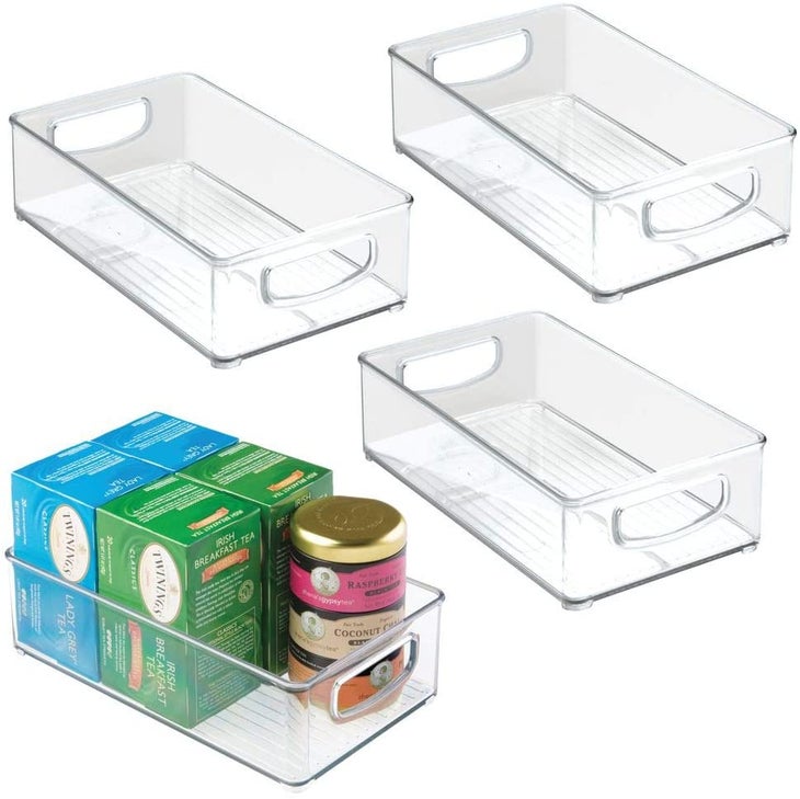 mDesign Plastic Kitchen Pantry Cabinet, Refrigerator or Freezer Food Storage Bins with