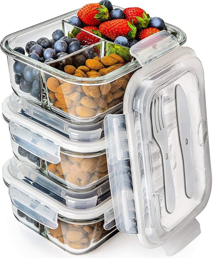 Enther Meal Prep Containers [12 Pack] 3 Compartment with Lids, Food Storage  Bento Box | BPA Free | S…See more Enther Meal Prep Containers [12 Pack] 3