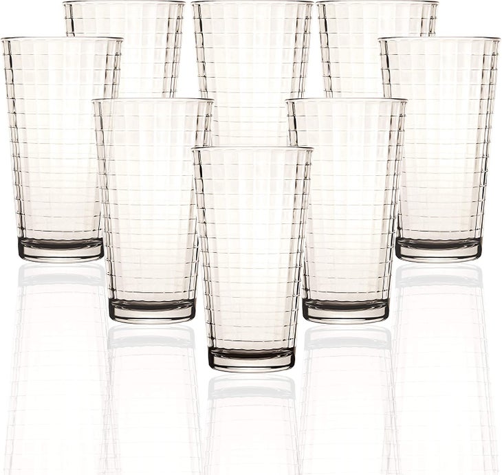 Circleware Chevron Drinking Glassware 16 Piece Entertaining Set of 8 + 8, 15.75 oz, 12.5 oz